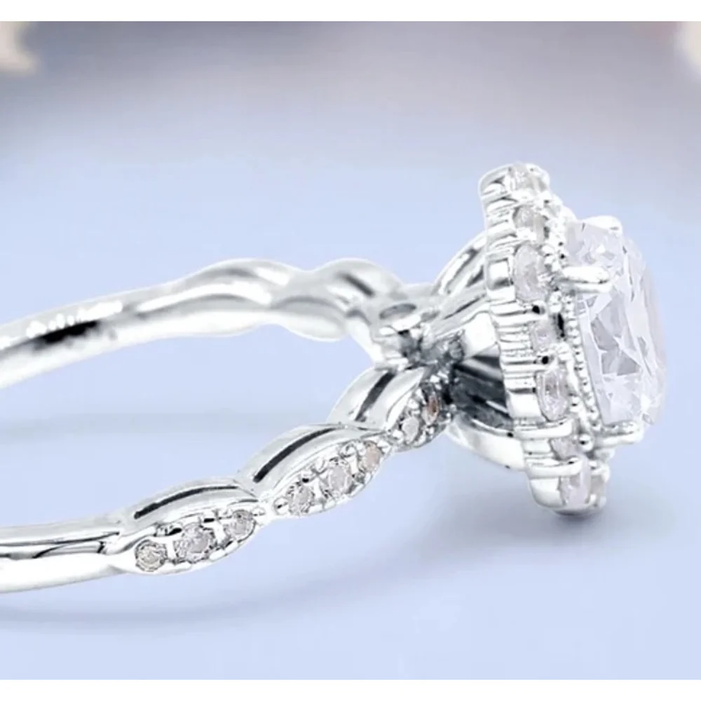 NEW Women's Gold Filled‎ Oval Halo Simulated Diamond Engagement Ring, Sz 6